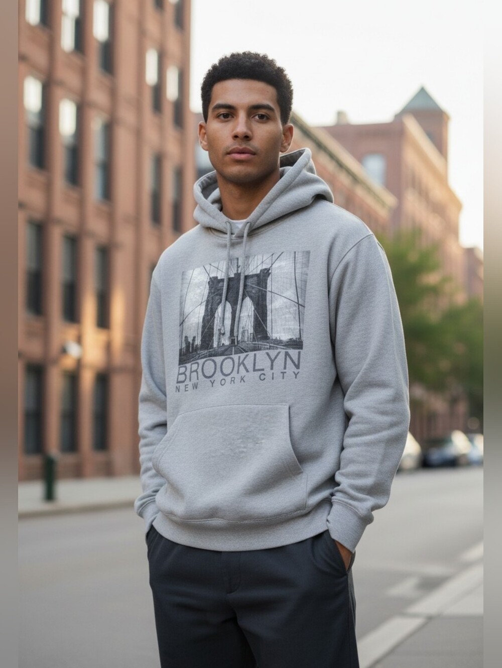 Grey Brooklyn Graphic Hooded Sweatshirt
